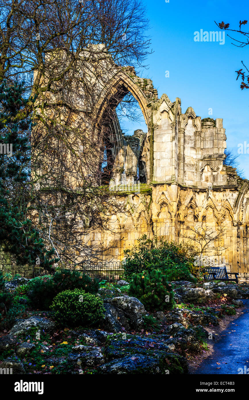 The ruins of St.Mary's Abbey in the Museum Gardens, York Stock Photo