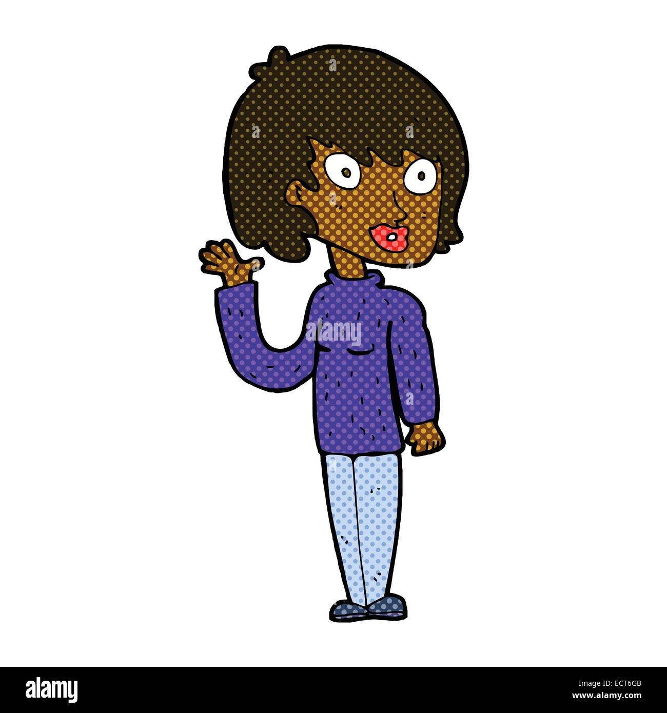 retro comic book style cartoon waving woman Stock Vector Image & Art ...