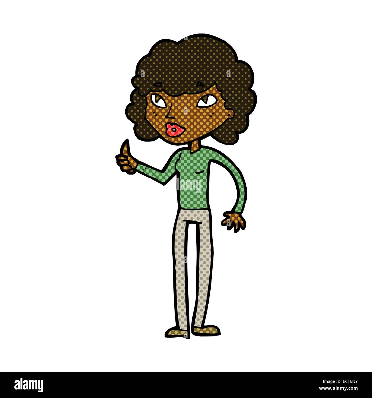 retro comic book style cartoon woman giving thumbs up symbol Stock ...