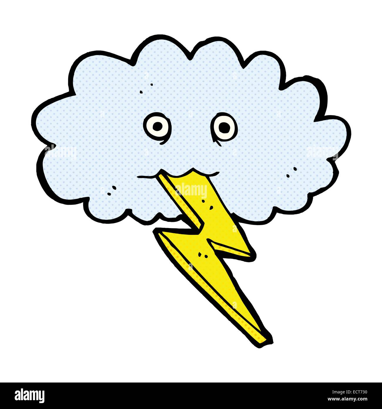 retro comic book style cartoon lightning bolt and cloud Stock Vector ...