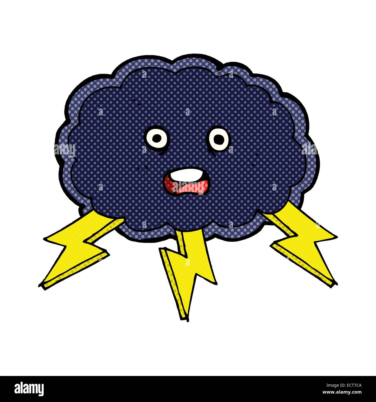 retro comic book style cartoon cloud and lightning bolt symbol Stock ...