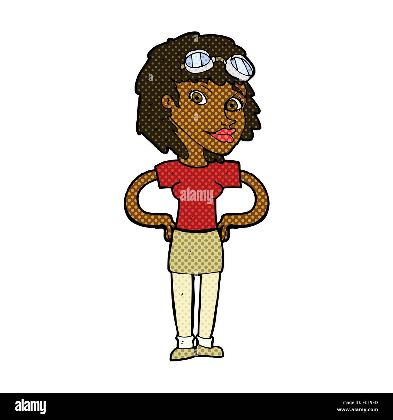 retro comic book style cartoon retro pilot woman Stock Vector Image ...