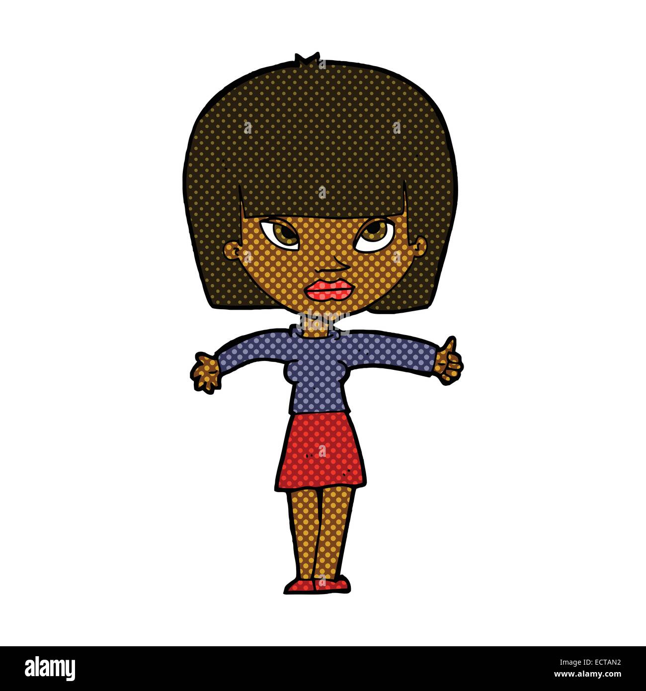 retro comic book style cartoon woman giving thumbs up symbol Stock ...