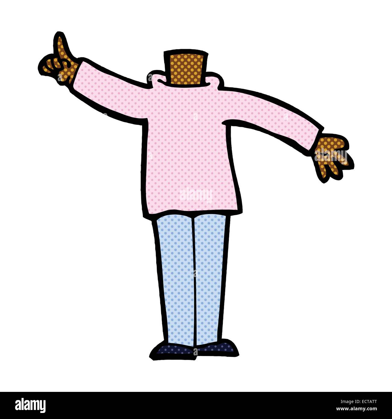 retro comic book style cartoon body with raised hand (mix and match ...
