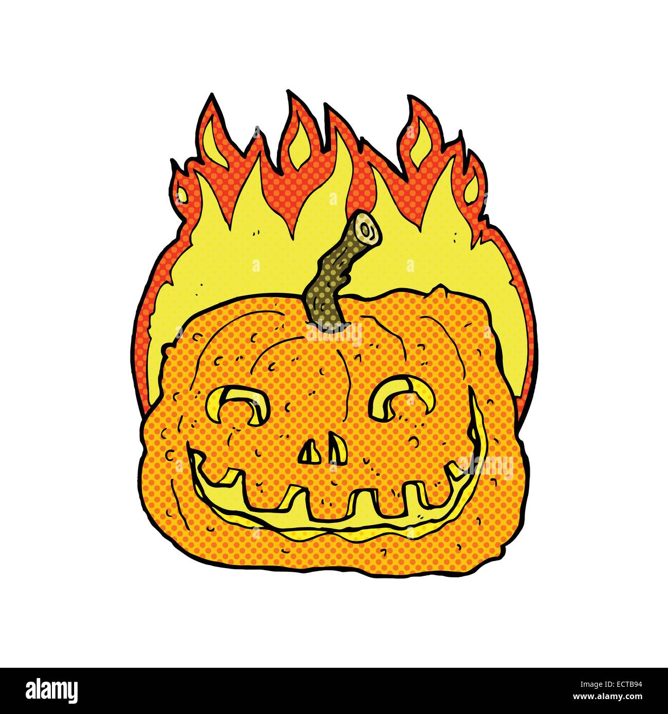 retro comic book style cartoon burning pumpkin Stock Vector Image & Art ...