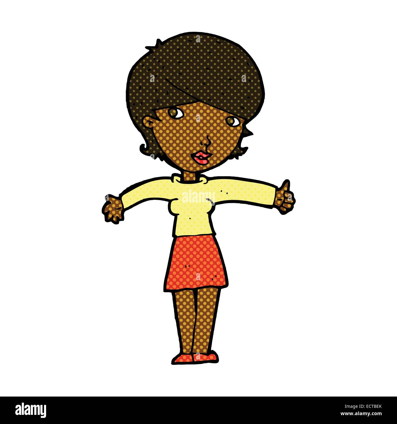 retro comic book style cartoon woman giving thumbs up symbol Stock ...