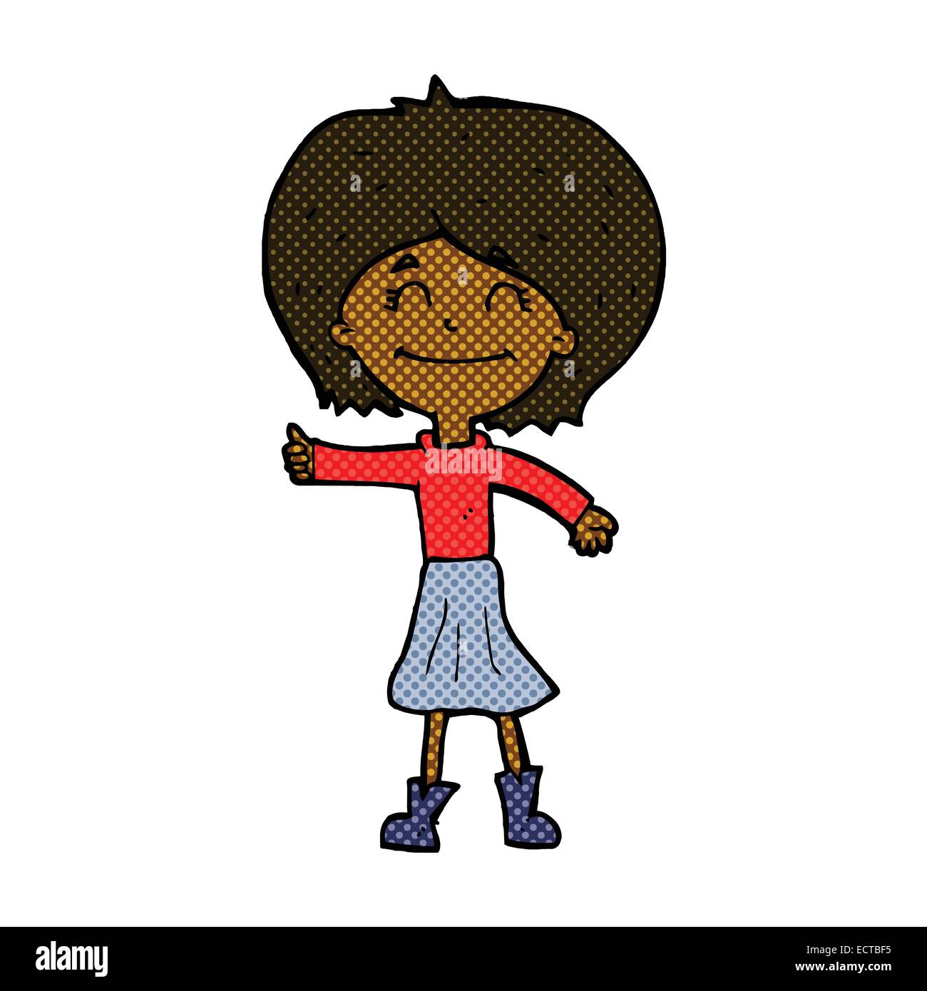 retro comic book style cartoon happy girl giving thumbs up symbol Stock ...