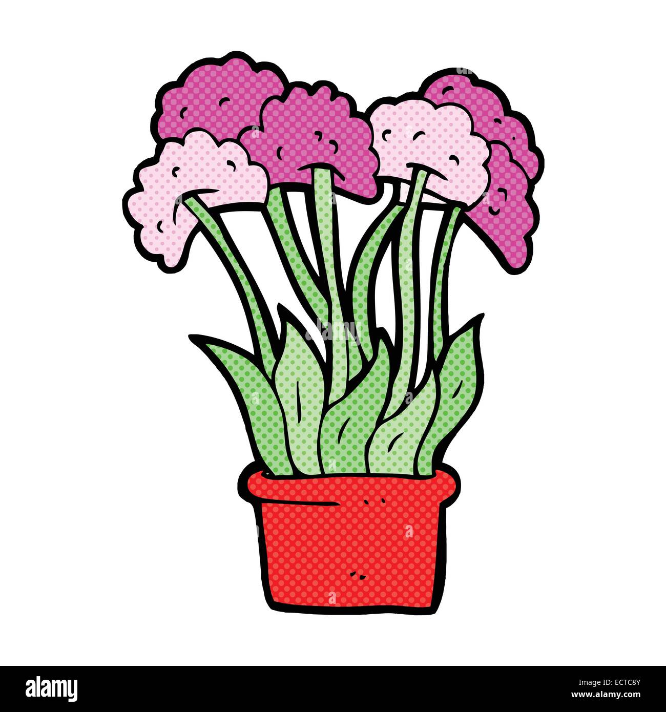 retro comic book style cartoon flowers in pot Stock Vector Image & Art ...