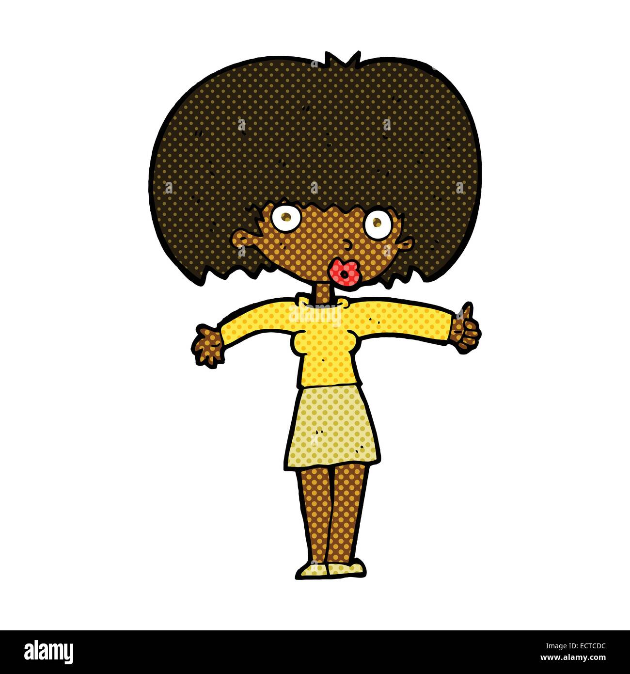 retro comic book style cartoon woman giving thumbs up symbol Stock ...