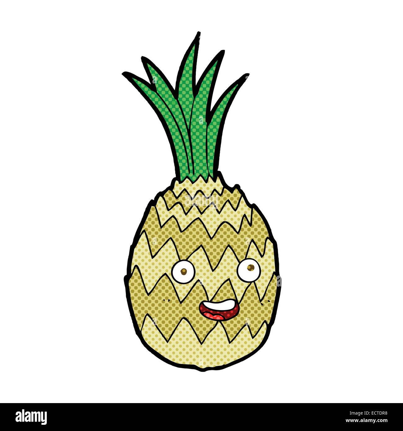 retro comic book style cartoon happy pineapple Stock Vector Image & Art ...