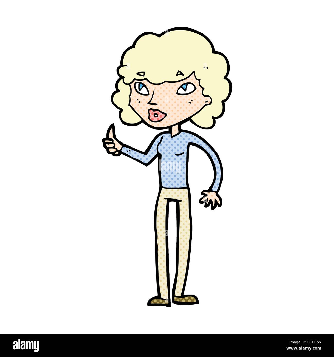 retro comic book style cartoon woman giving thumbs up symbol Stock ...
