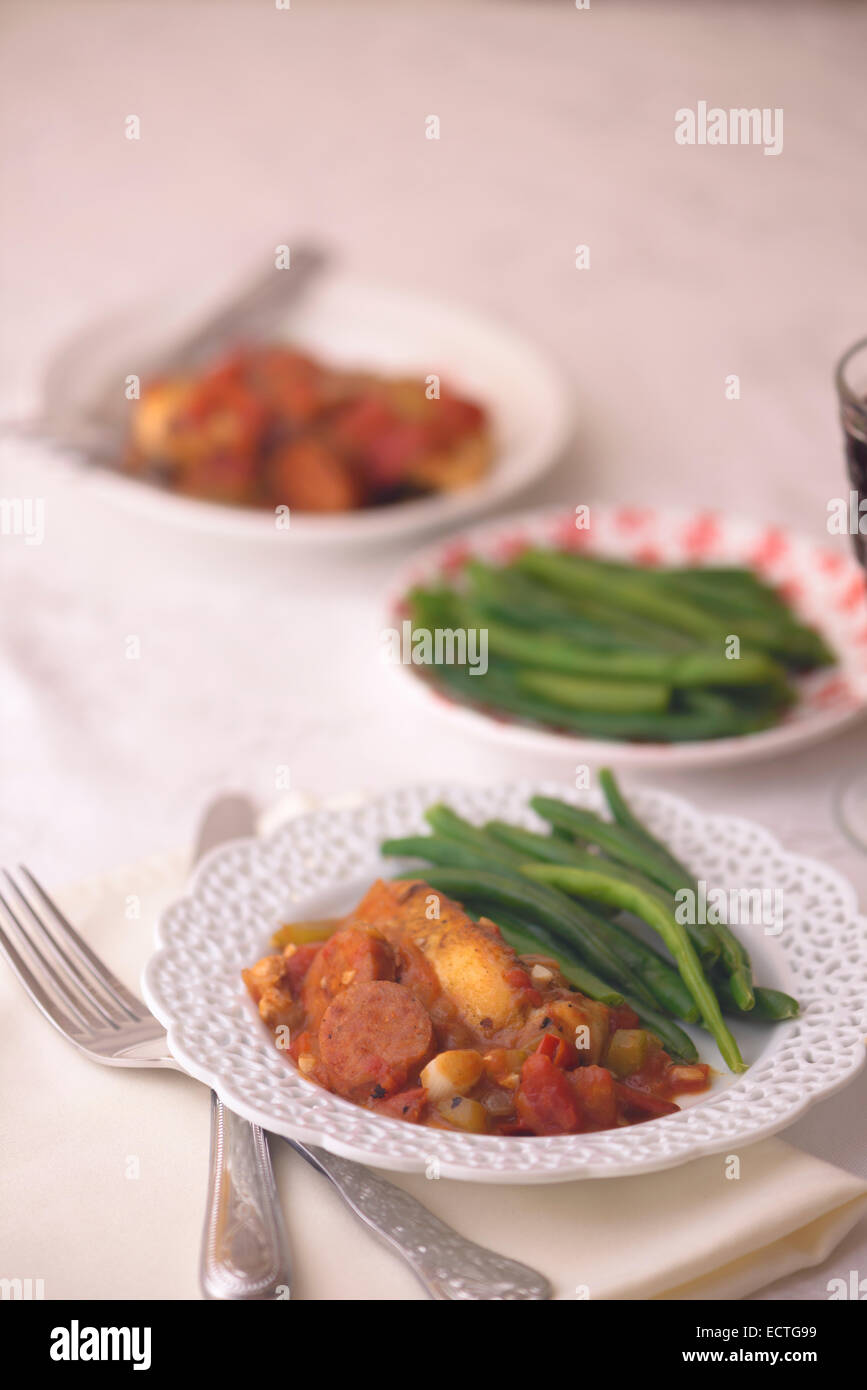 Creole Chicken with andouille sausage Stock Photo Alamy