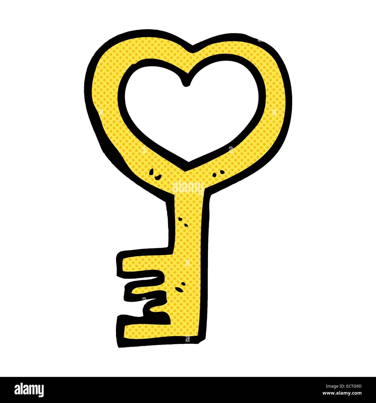 retro comic book style cartoon heart shaped key Stock Vector Image ...