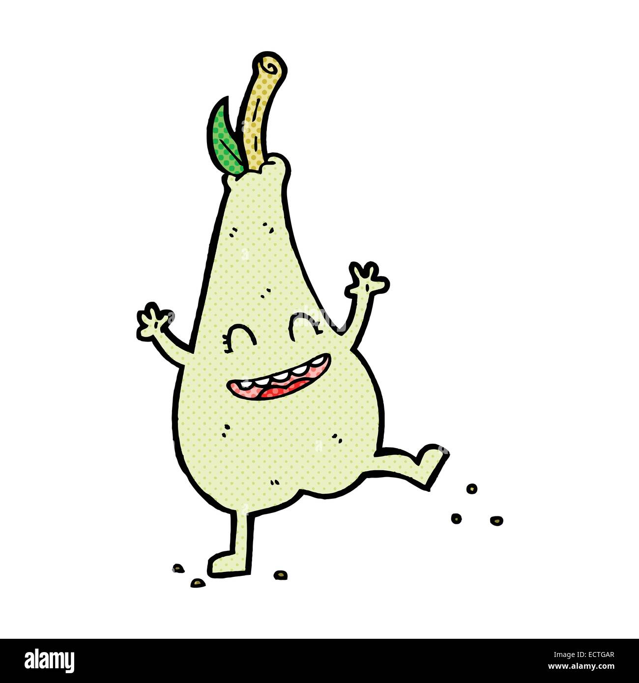 retro comic book style cartoon happy dancing pear Stock Vector Image ...
