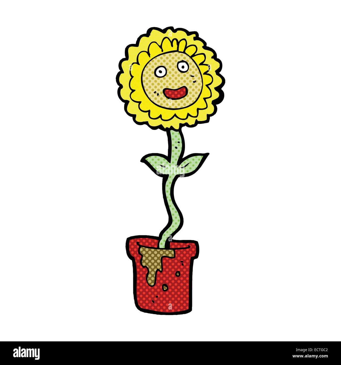 retro comic book style cartoon flower with face Stock Vector Image ...