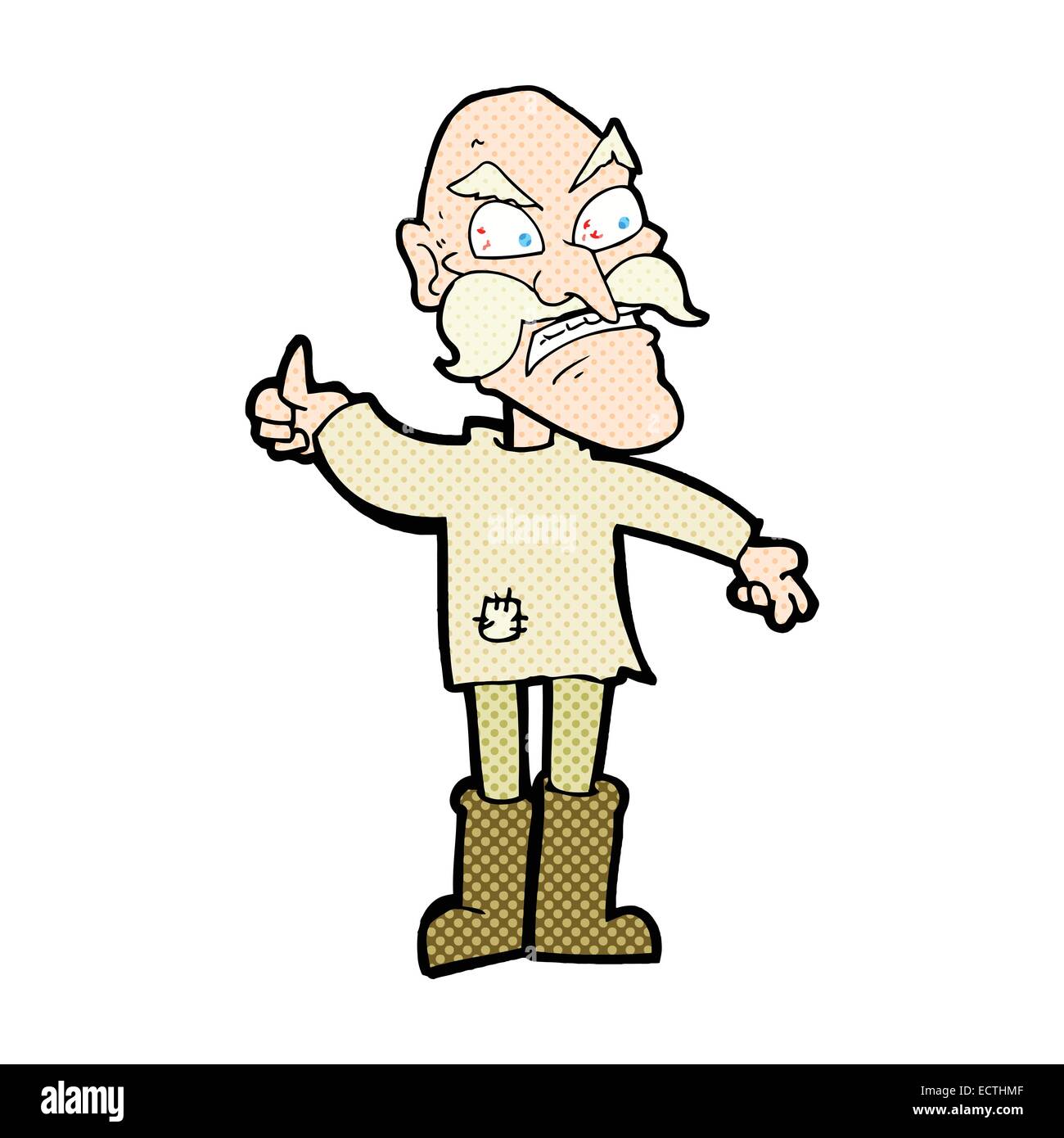 retro comic book style cartoon angry old man in patched clothing Stock Vector Image & Art Alamy