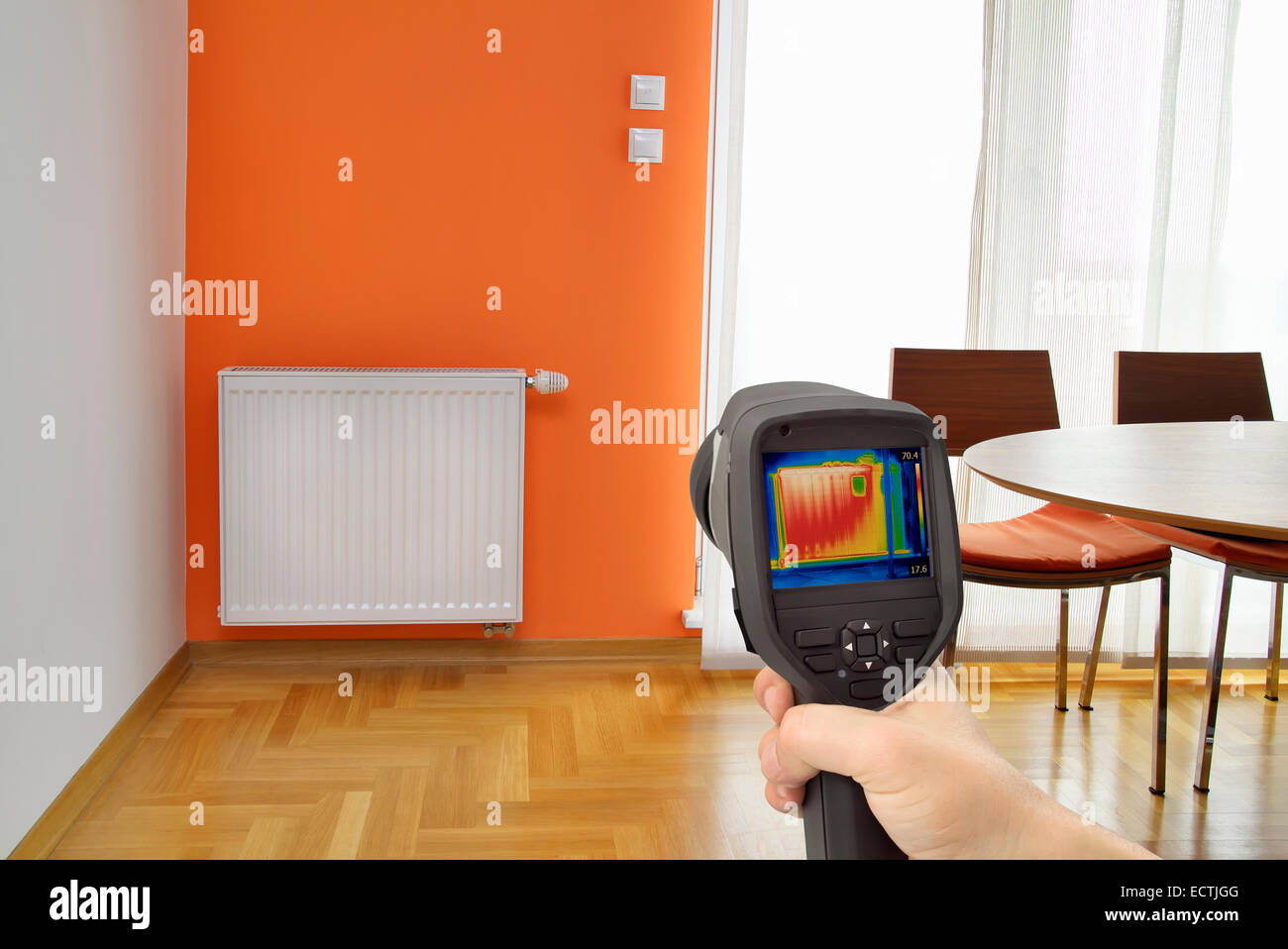 Heat loss Detection in Central Heating Radiator Stock Photo Alamy