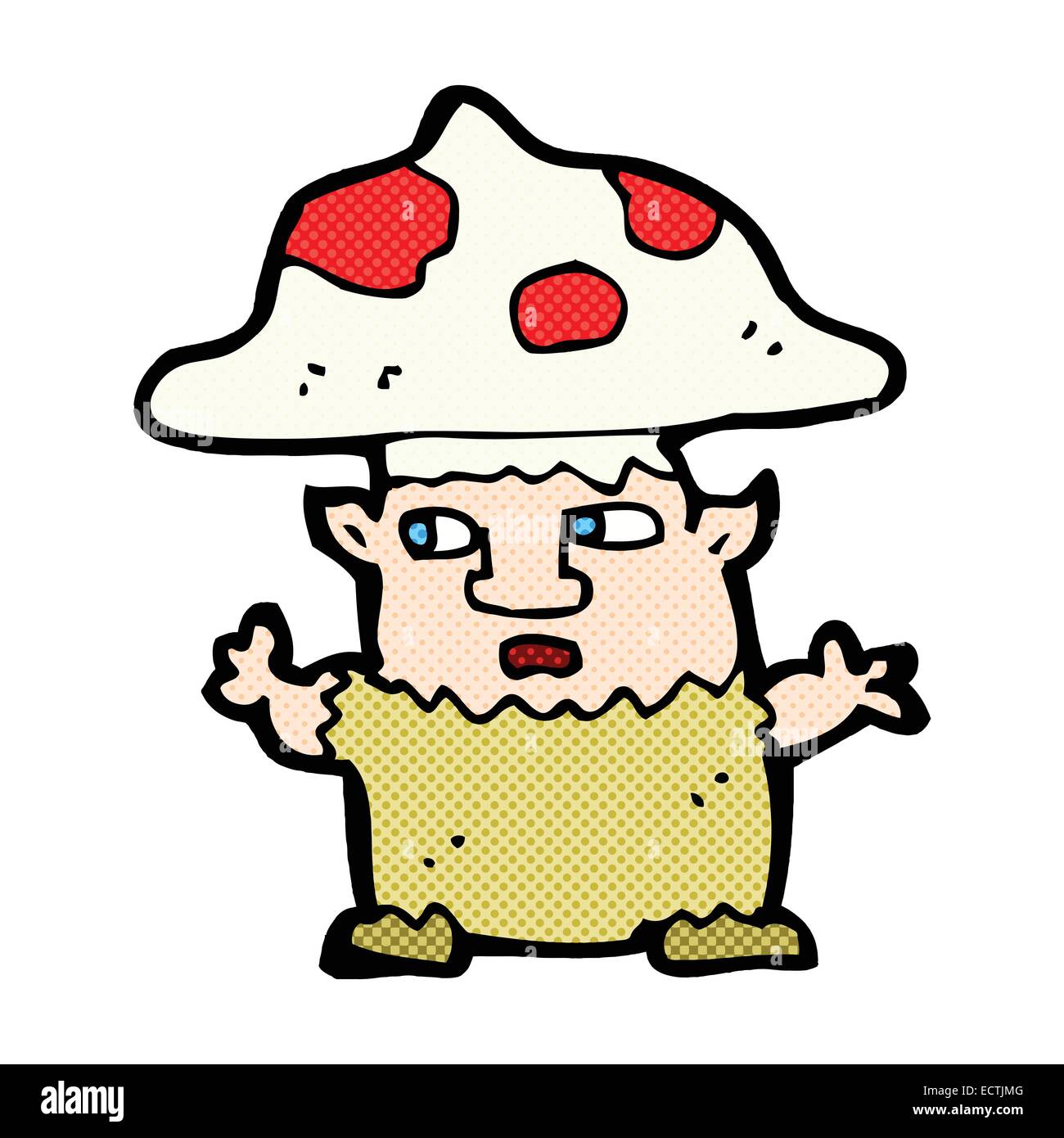 retro comic book style cartoon little mushroom man Stock Vector Image
