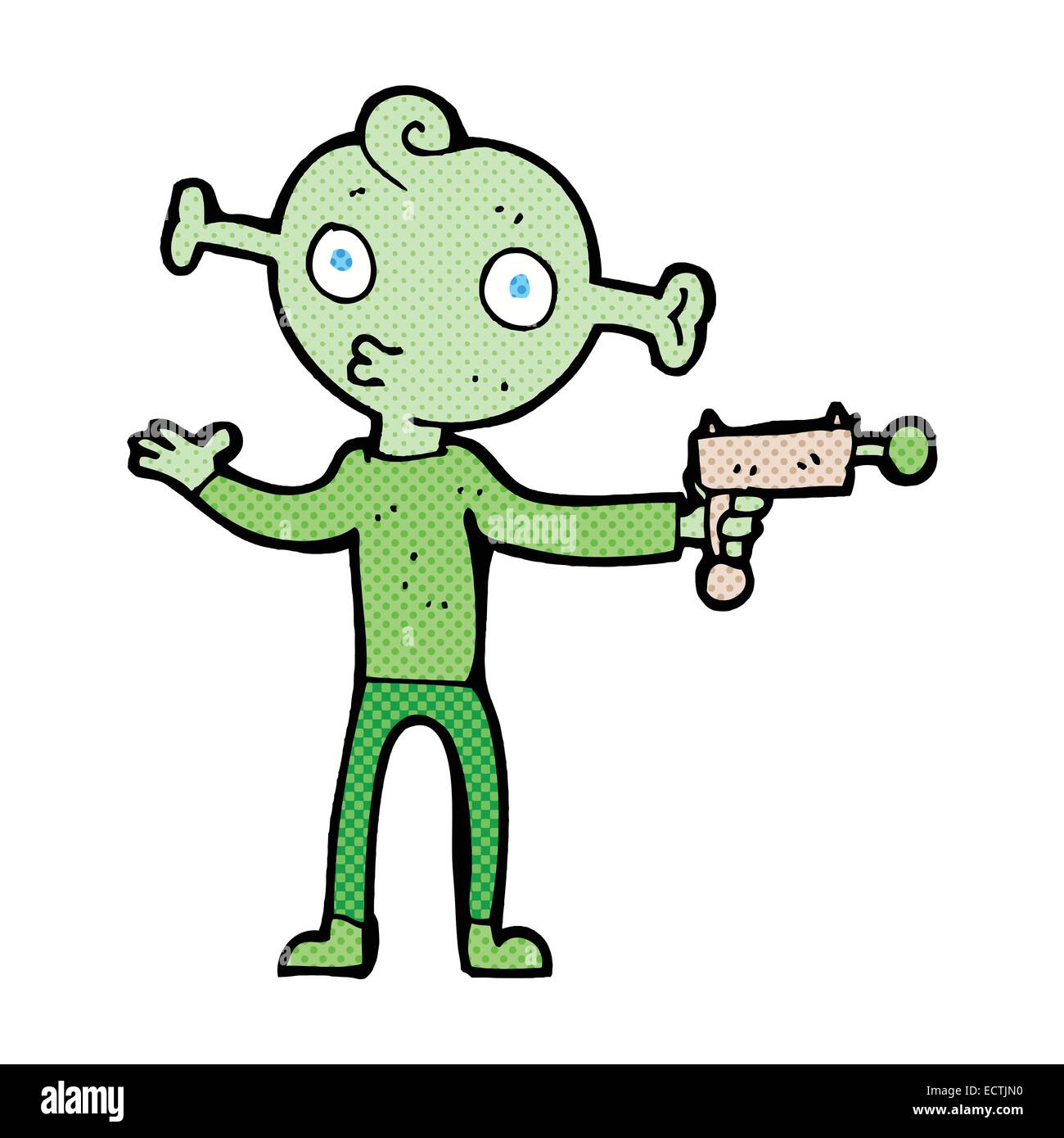 retro comic book style cartoon alien with ray gun Stock Vector Image ...