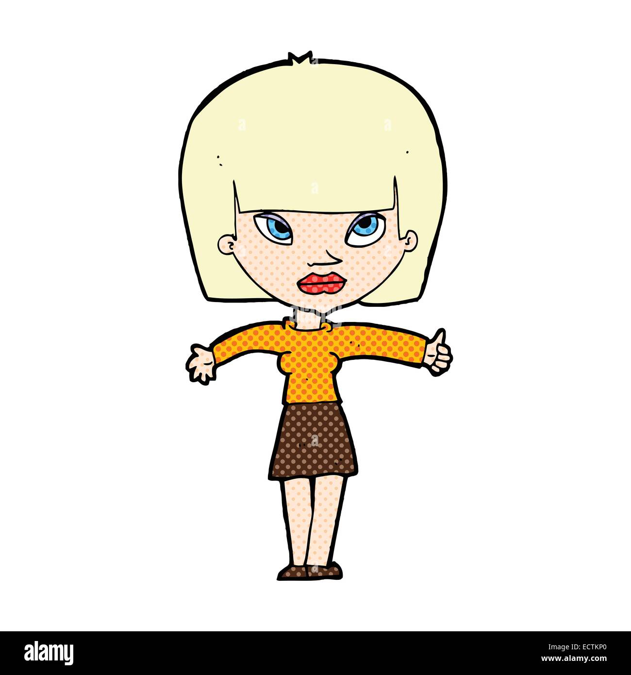 retro comic book style cartoon woman giving thumbs up symbol Stock ...
