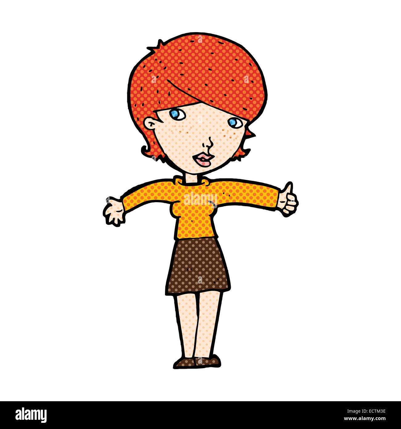 retro comic book style cartoon woman giving thumbs up symbol Stock ...