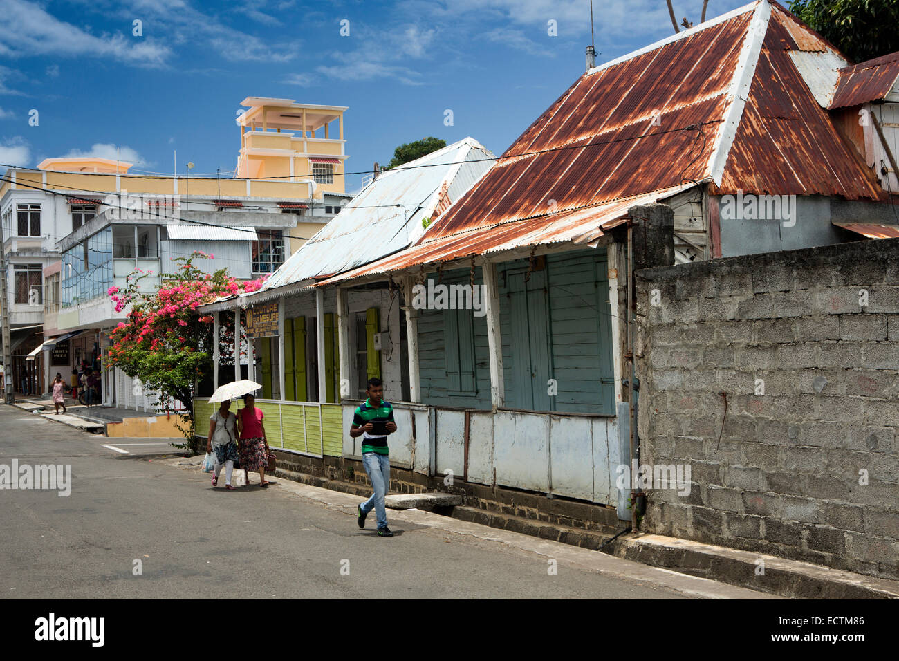 Mauritius, Mahebourg, house clad in rusting corrugated iron sheets
