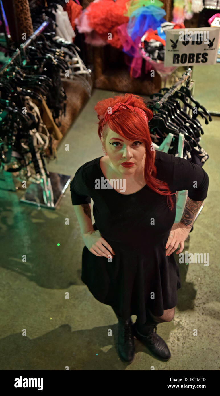 Portrait of a makeup artist who works at the Patricia Field store in Lower Manhattan, New York City Stock Photo