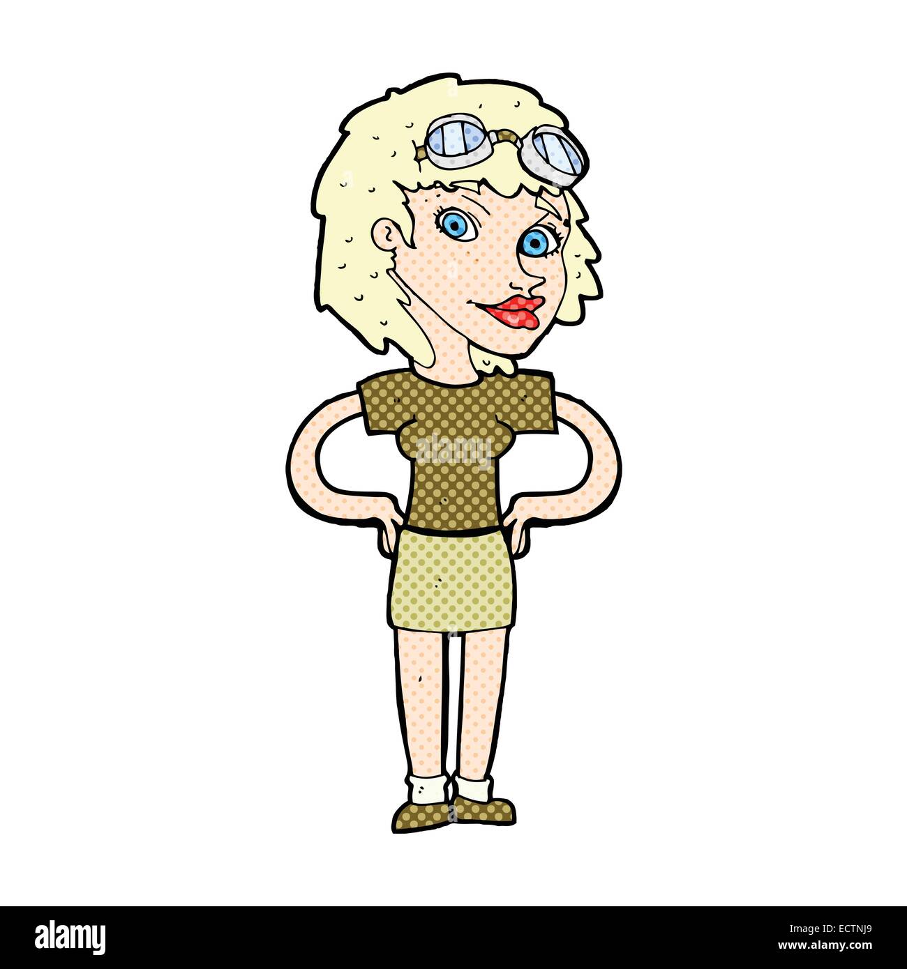 retro comic book style cartoon retro pilot woman Stock Vector Image ...