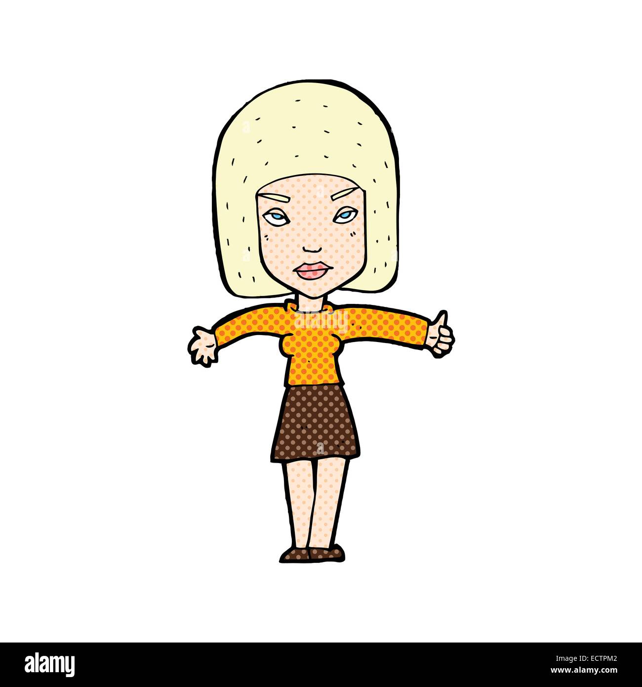 retro comic book style cartoon woman giving thumbs up symbol Stock ...