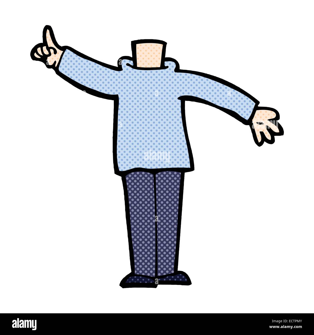 retro comic book style cartoon body with raised hand (mix and match ...