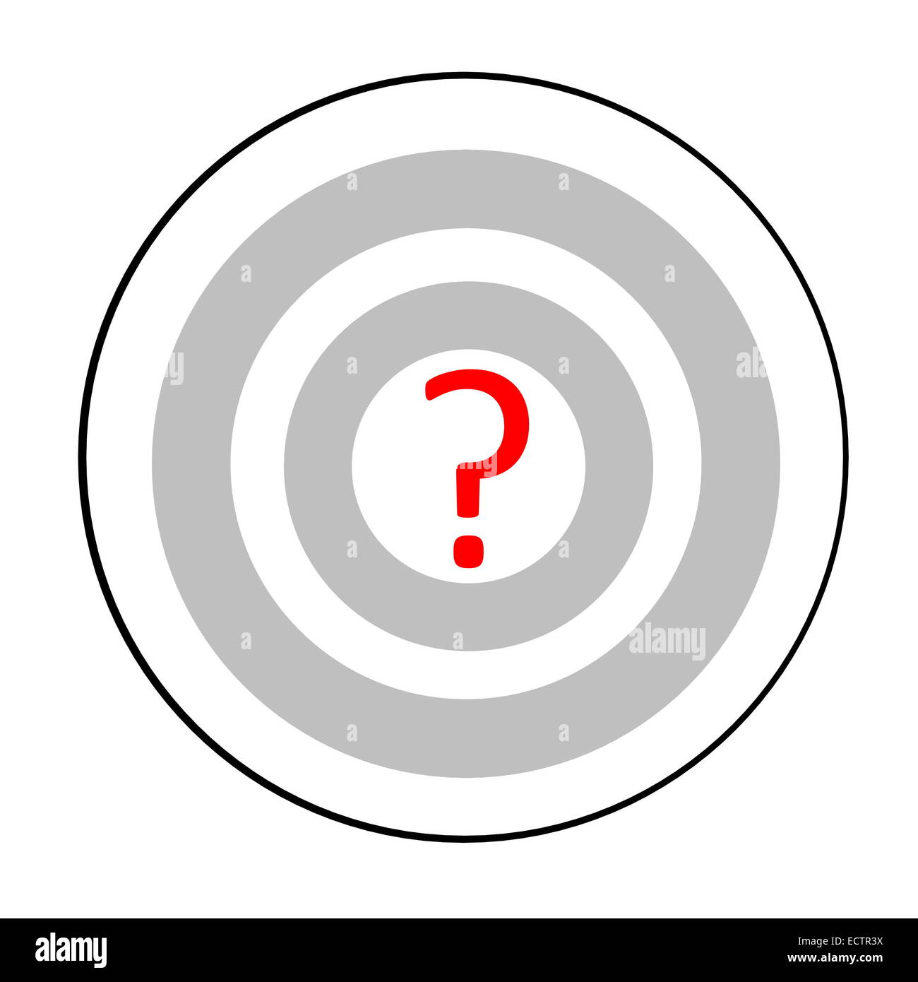 Question mark in the center of a target Stock Photo Alamy