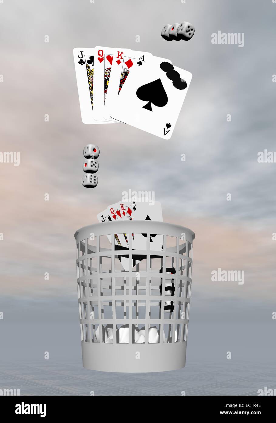 Throwing playing cards and dice into the rubbish when deciding to quit ...