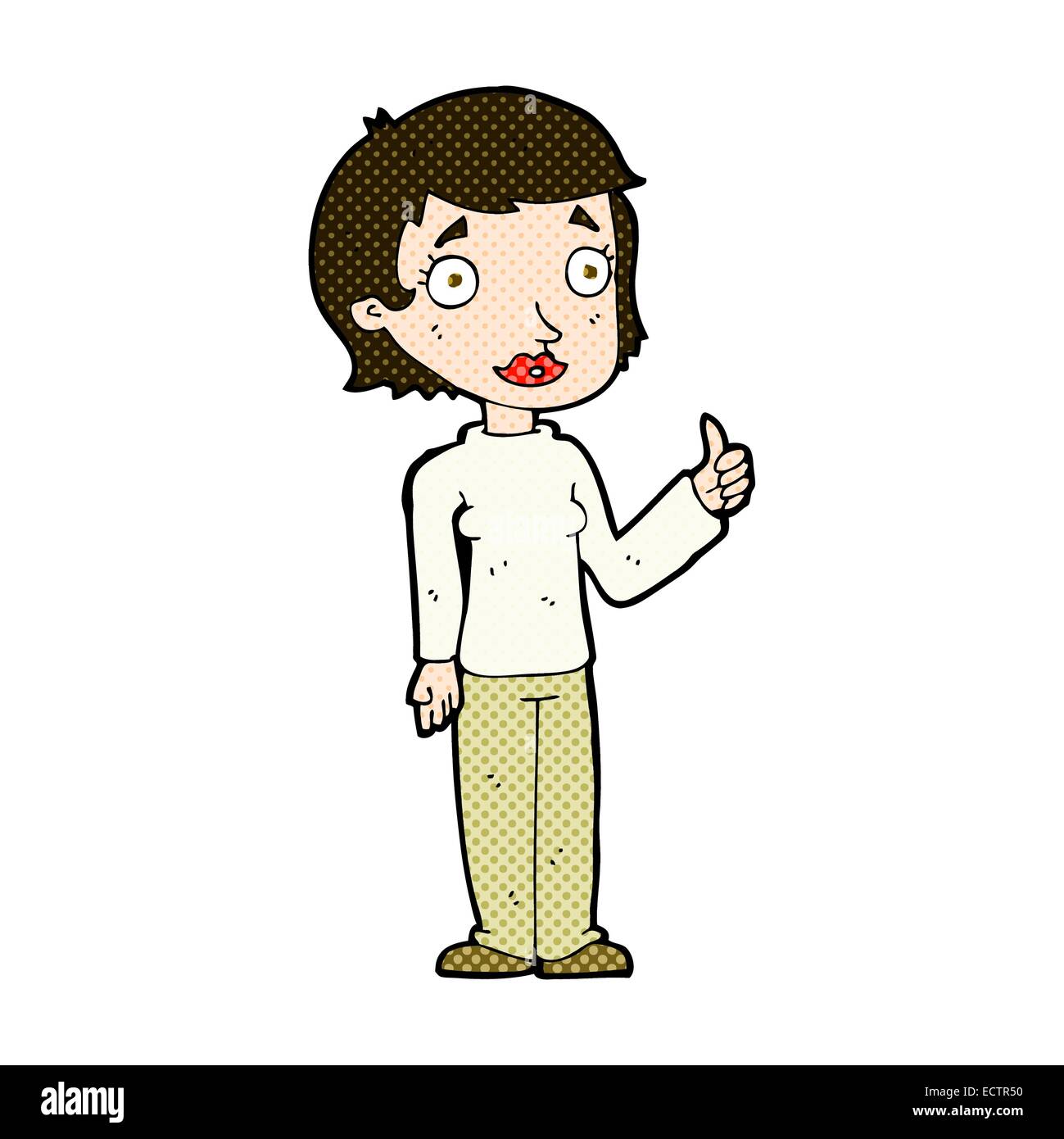retro comic book style cartoon woman giving thumbs up symbol Stock ...
