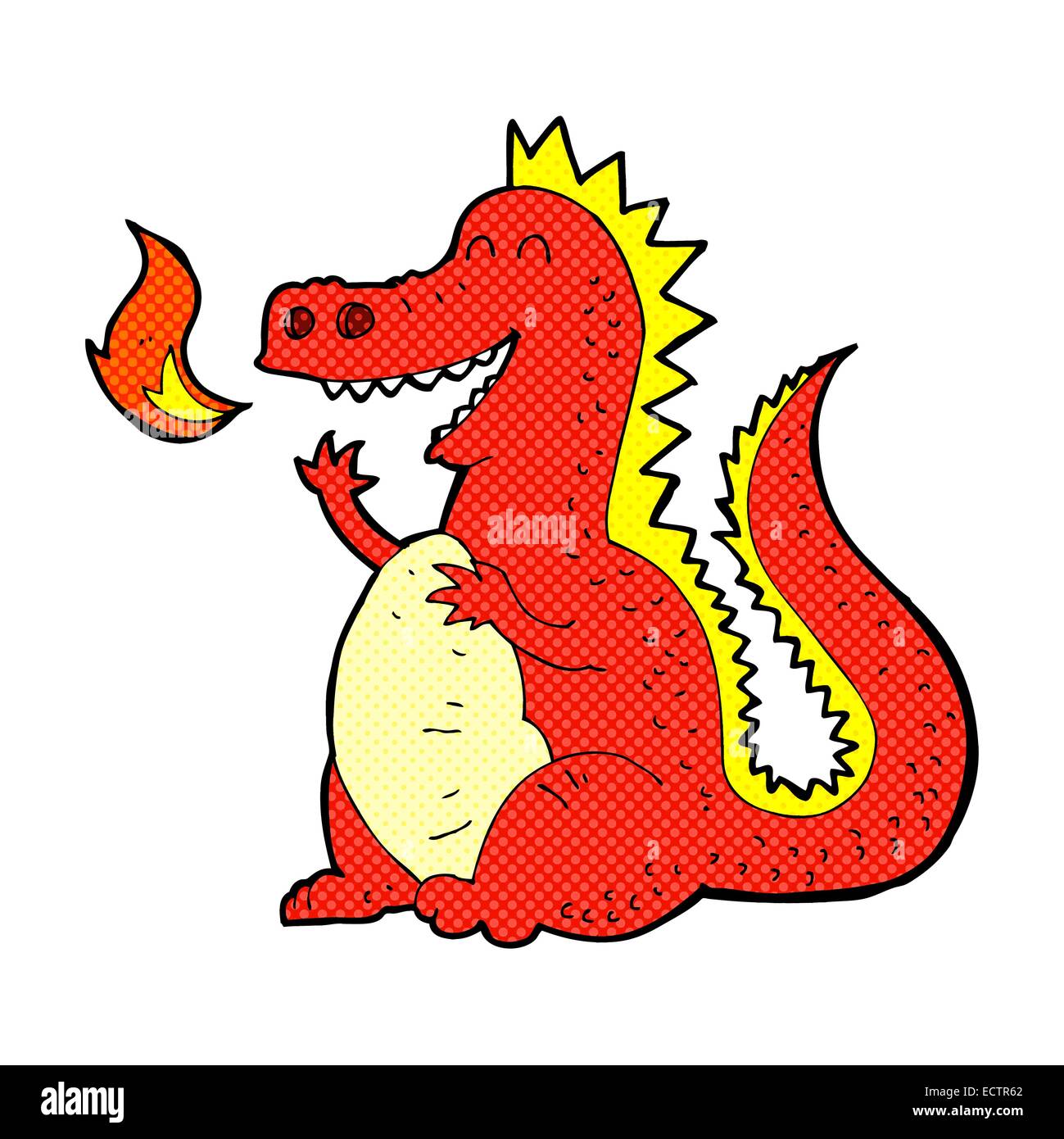 retro comic book style cartoon fire breathing dragon Stock Vector Image ...