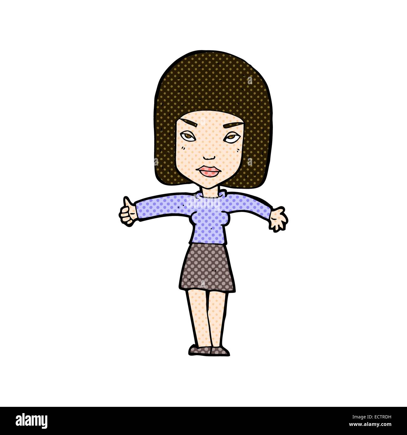 retro comic book style cartoon woman giving thumbs up symbol Stock ...