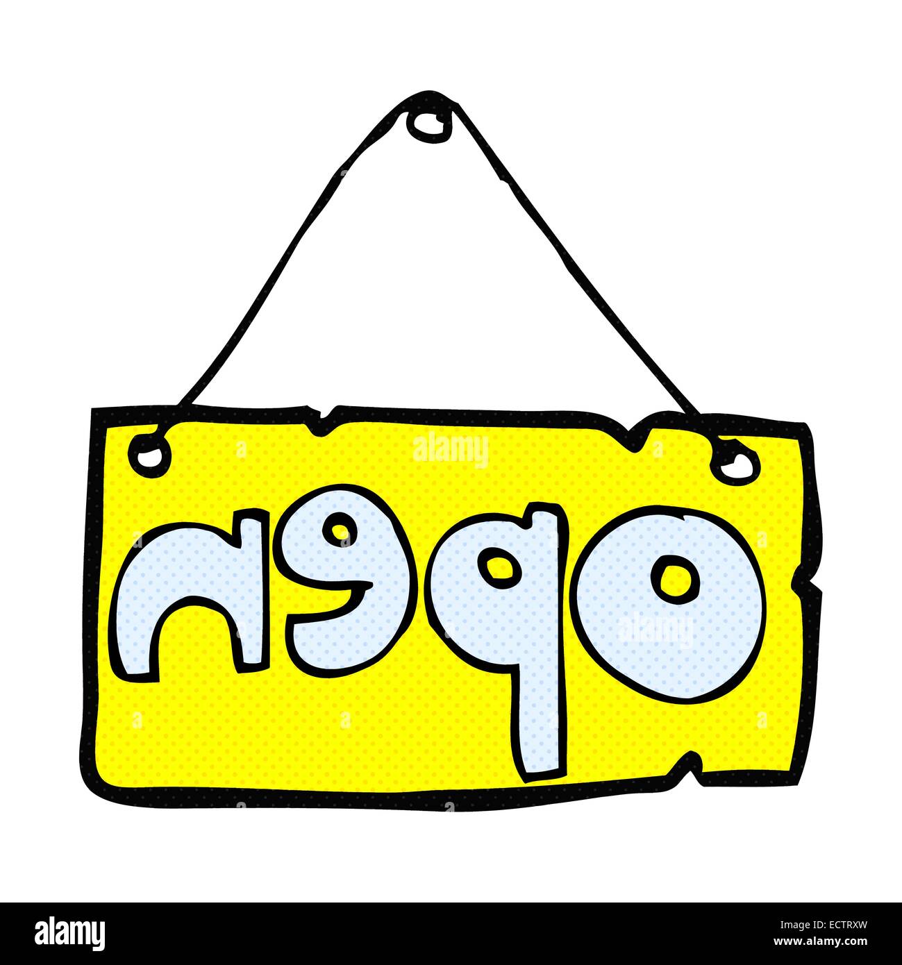 retro comic book style cartoon open shop sign Stock Vector Image & Art ...