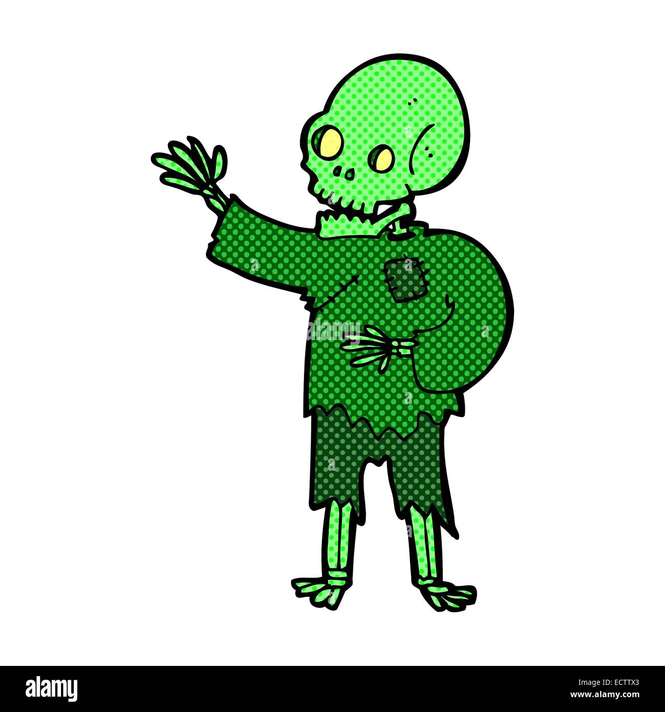 Drawing cute cartoon waving skeleton Cut Out Stock Images & Pictures ...