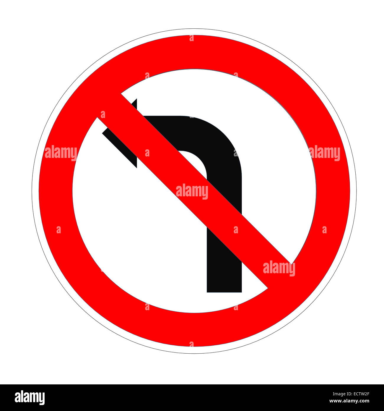 Do not turn left sign in white background Stock Photo Alamy
