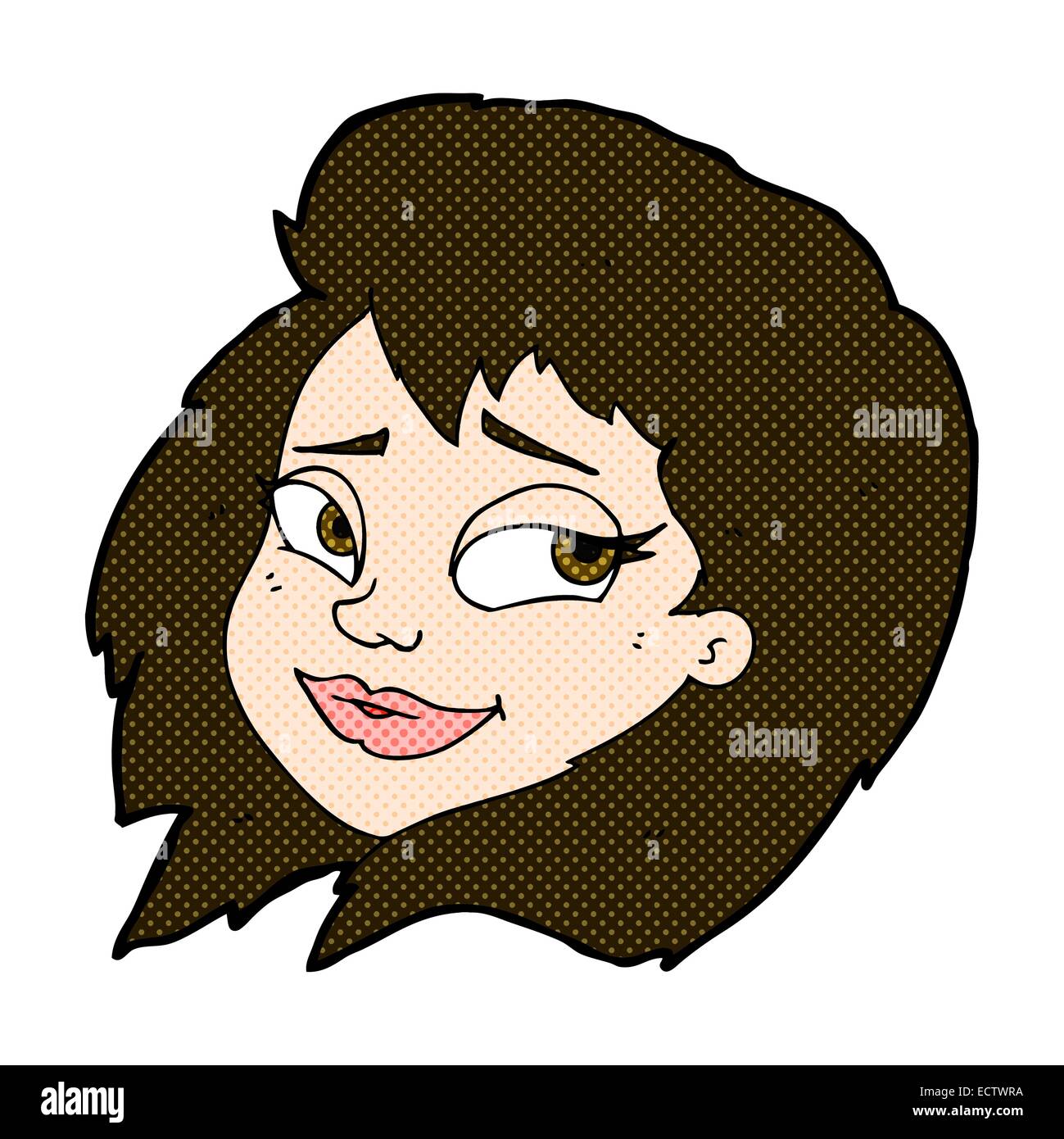 Retro Comic Book Style Cartoon Happy Female Face Stock Vector Image 