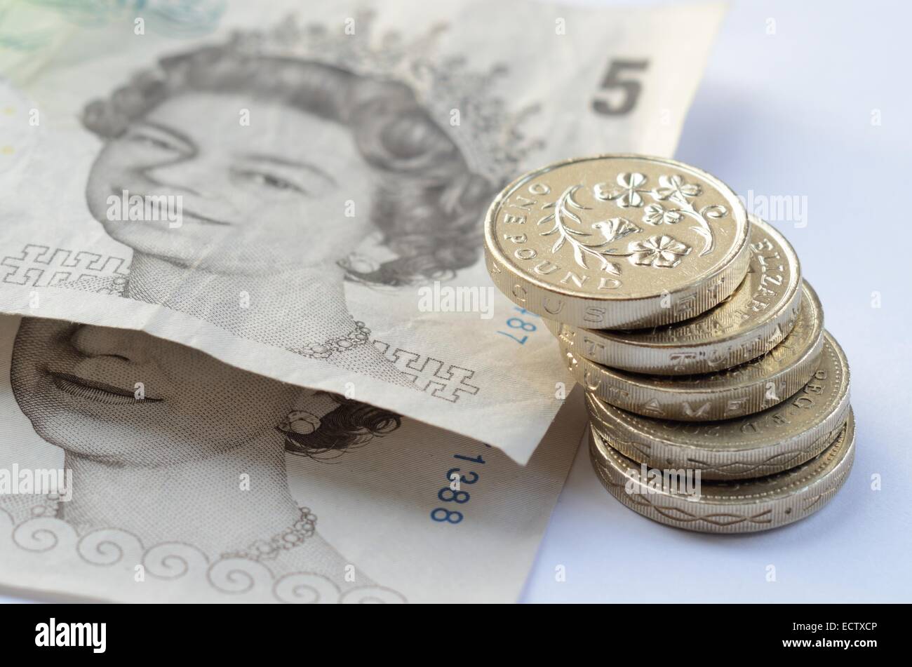 Stack of money, pound coins Stock Photo Alamy
