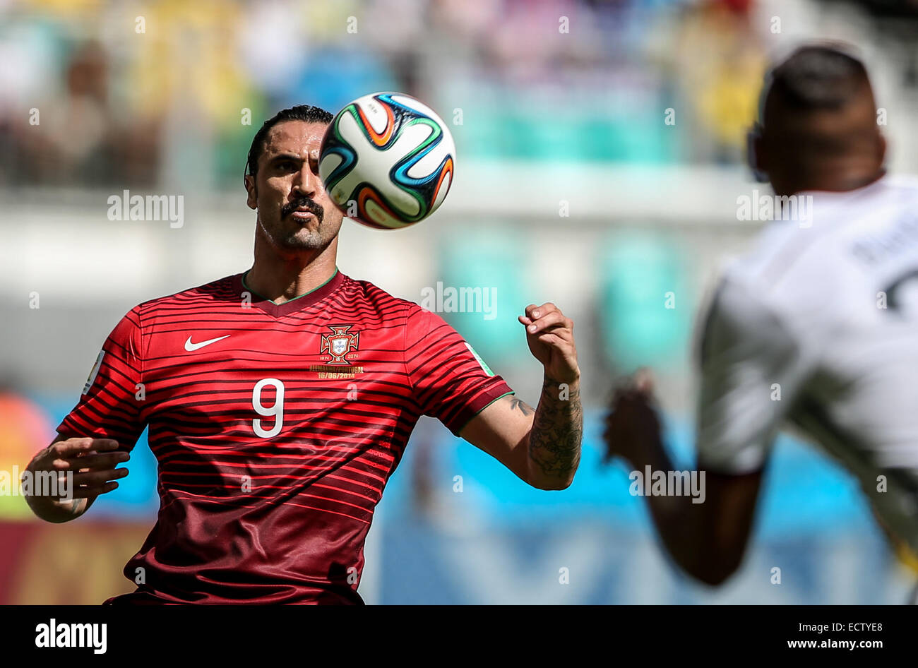 2014 FIFA World Cup - Group G match, Germany v Portugal - held at Arena Fonte Nova. Germany went on to win, 4-0.  Featuring: Hugo Almeida Where: Salvador, BA, Brazil When: 16 Jun 2014 Stock Photo