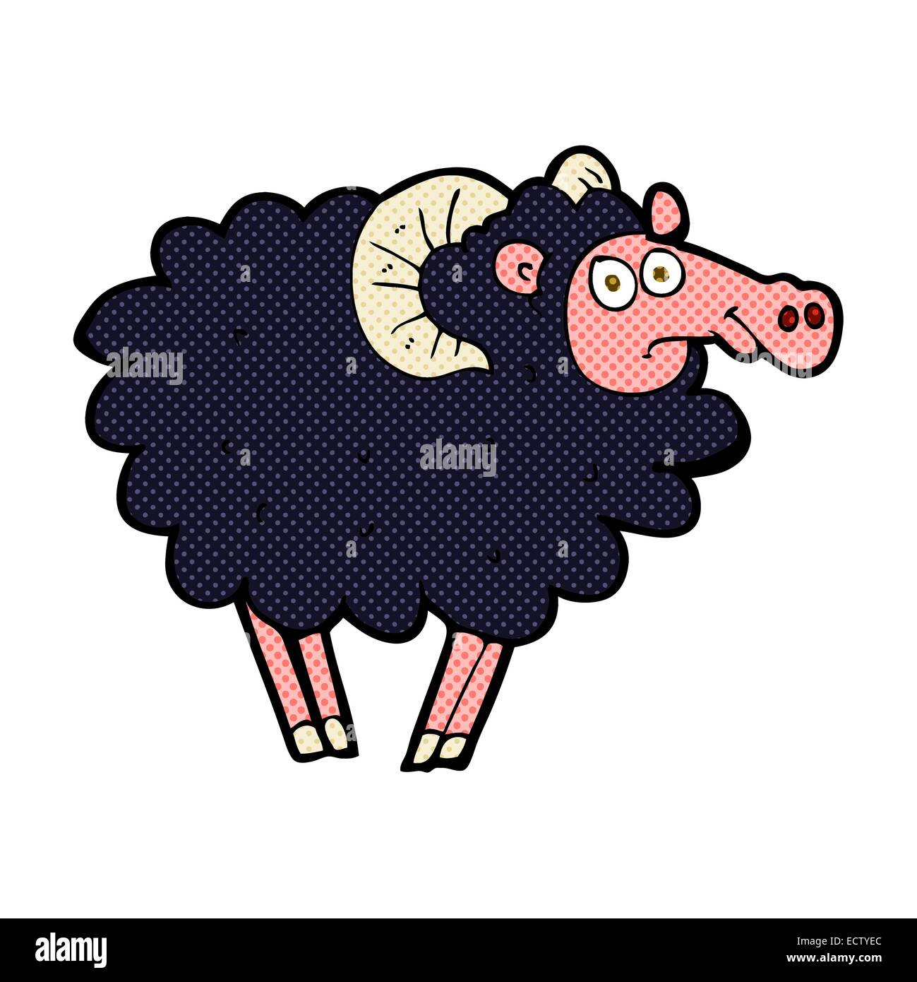 Retro Comic Book Style Cartoon Black Sheep Stock Vector Art