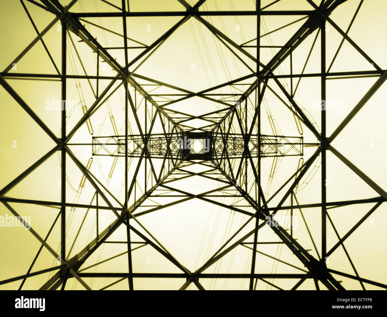 High voltage electric tower directly below Stock Photo - Alamy