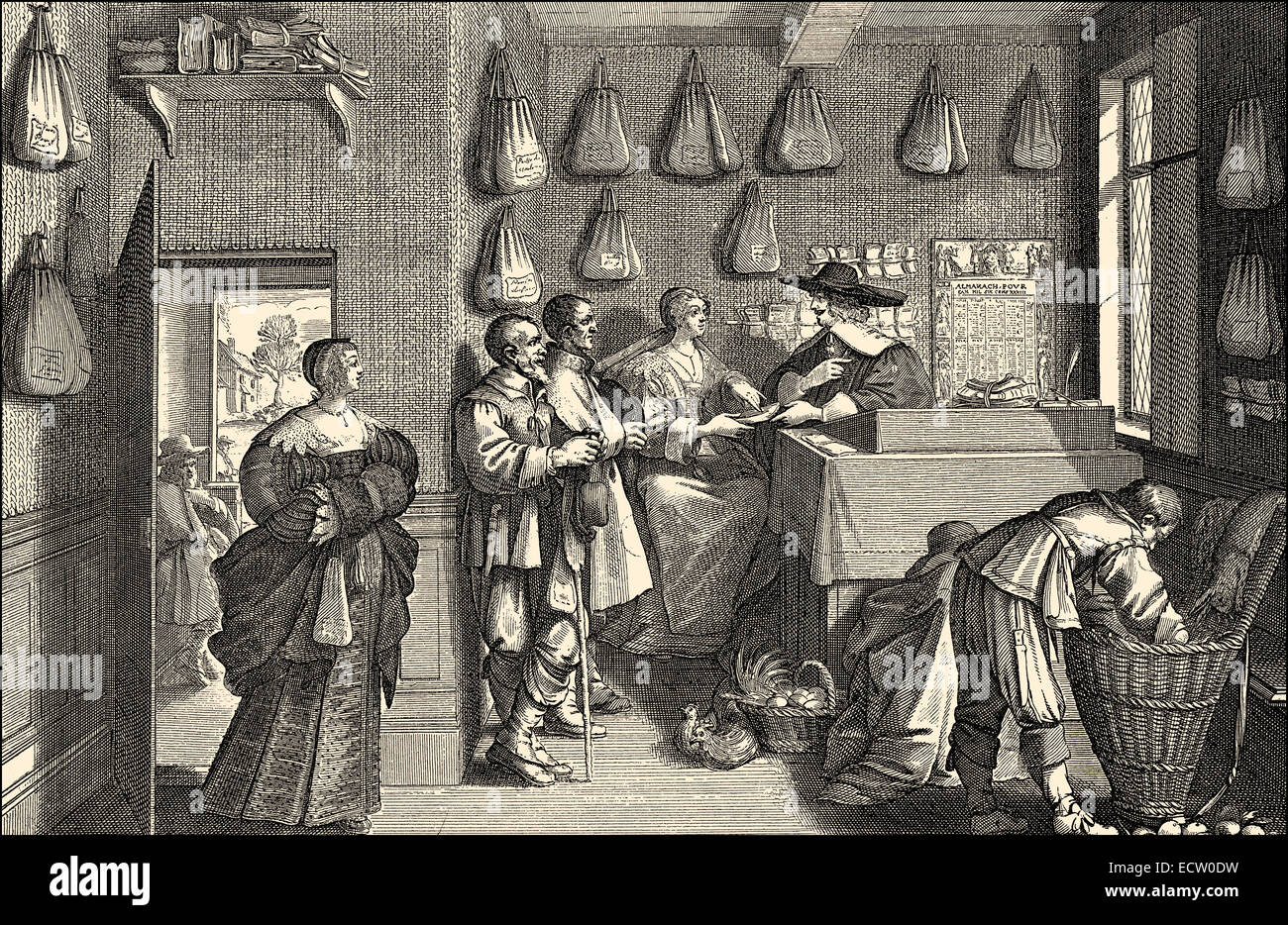 Office of an advocate, 17th century, Büro eines Advokaten im 17. Jahrhundert Stock Photo