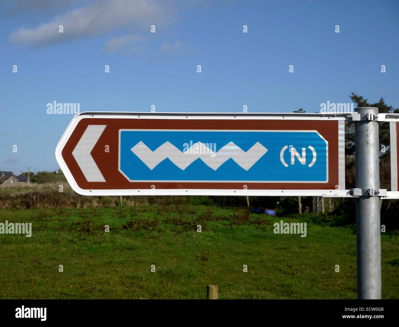 Wild Atlantic Way signpost near Galley Head, County Cork, Ireland. Stock Photo