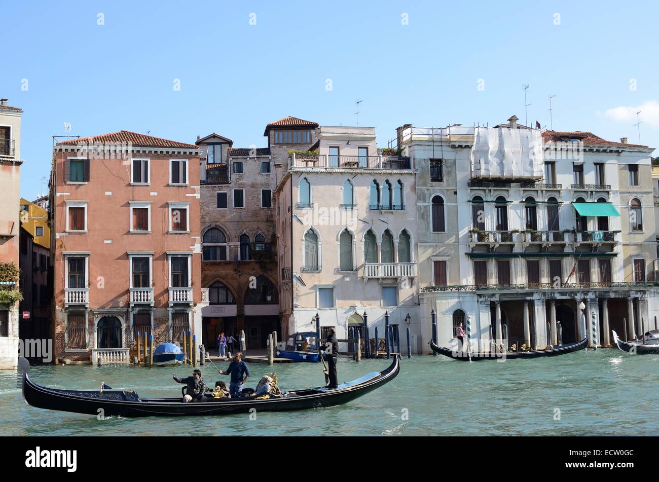 Grand Canal Venice Italy. Gondola selfie stick self portrait Stock Photo