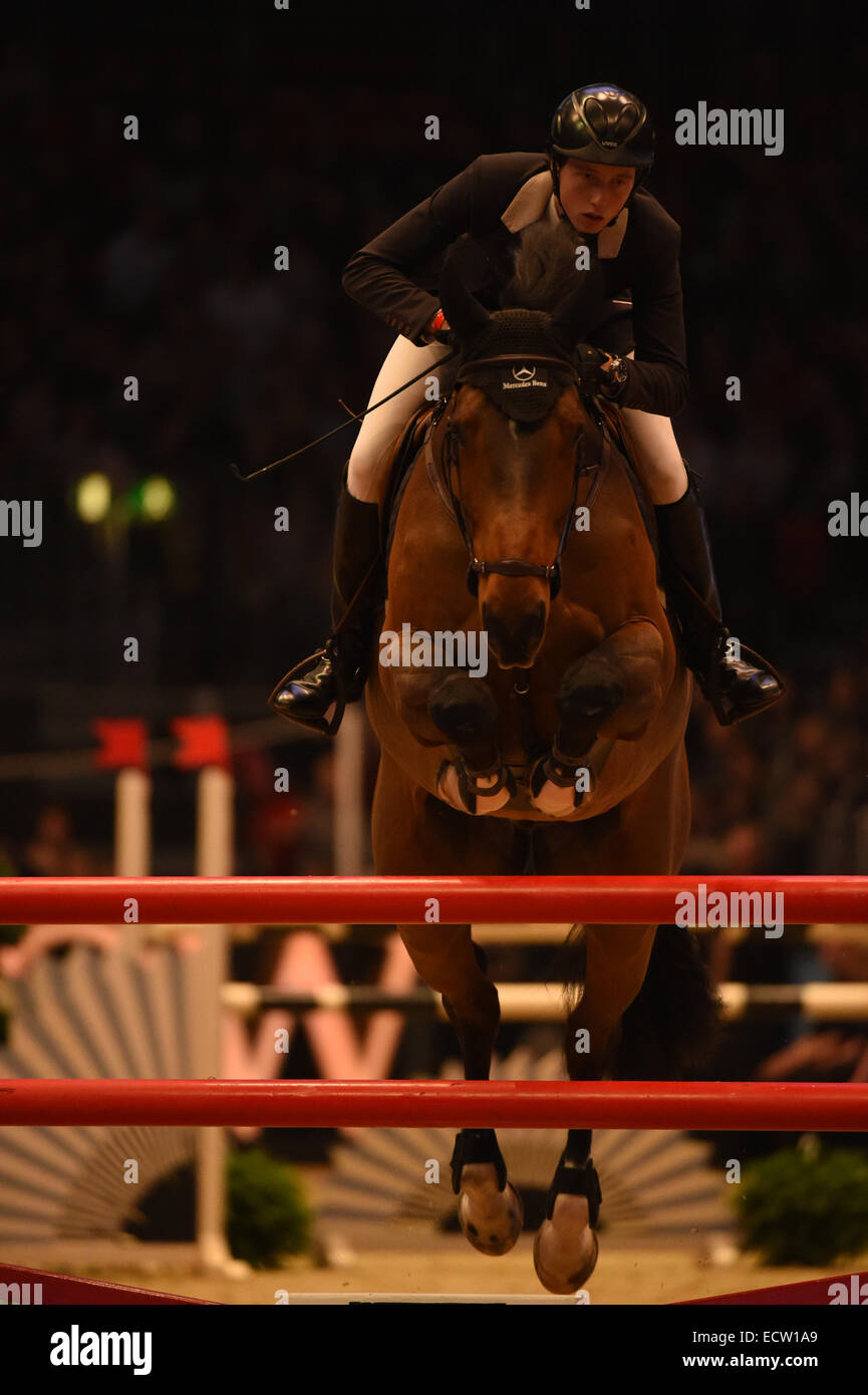 London, UK. 19th Dec, 2014. London Olympia Horse Show. The Levy Restaurants Snowman Stakes Martin Fuchs on Uzo Van Het Hobos finishes in 2nd place Credit:  Action Plus Sports/Alamy Live News Stock Photo