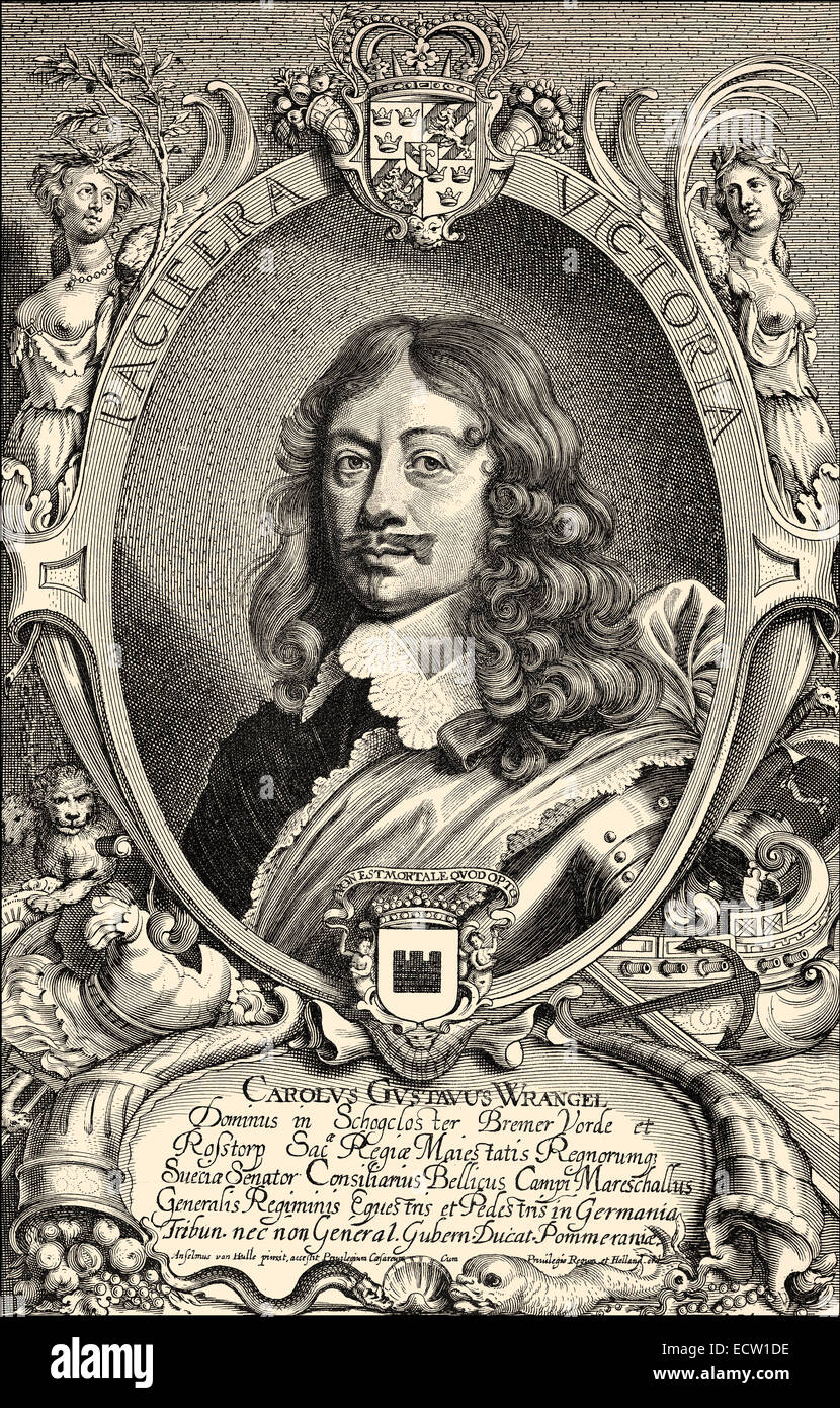 Portait of Carl Gustaf Wrangel, 1613 - 1676, a Swedish noble, statesman and military commander in the Thirty Years' War, Portrai Stock Photo