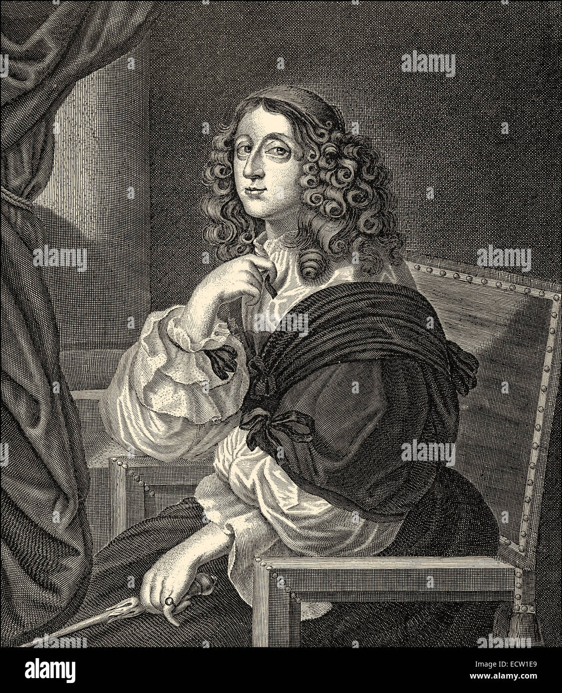 portrait of Christina or Kristina of Sweden, 1626 - 1689, Queen of Sweden, Portrait von Christina oder Kristina von Schweden, 16 Stock Photo