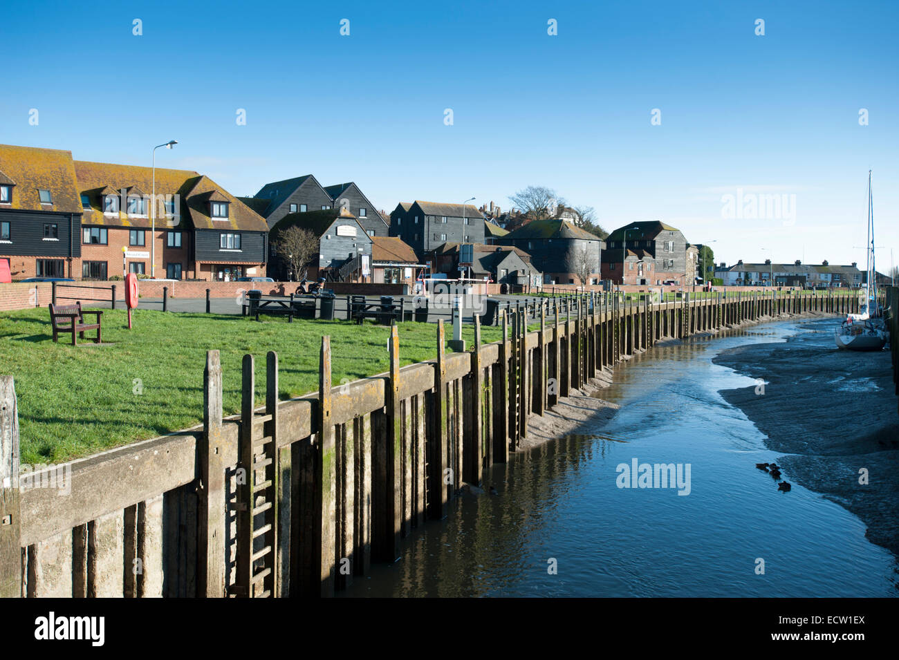 The River Brede as it flows pass the town of Rye, (from the bridge that carries the A259 road